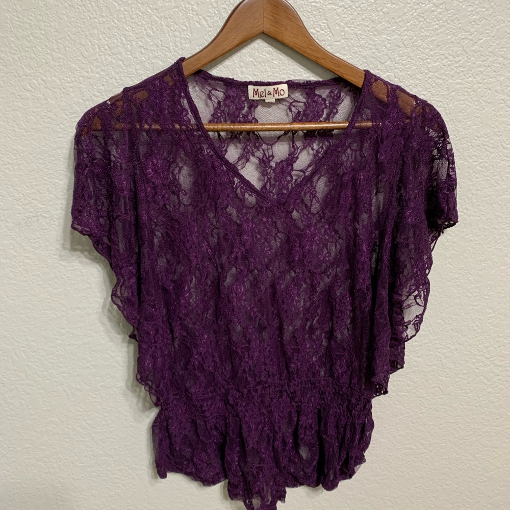 Mel & Mo sheer purple lace , size S, good shape